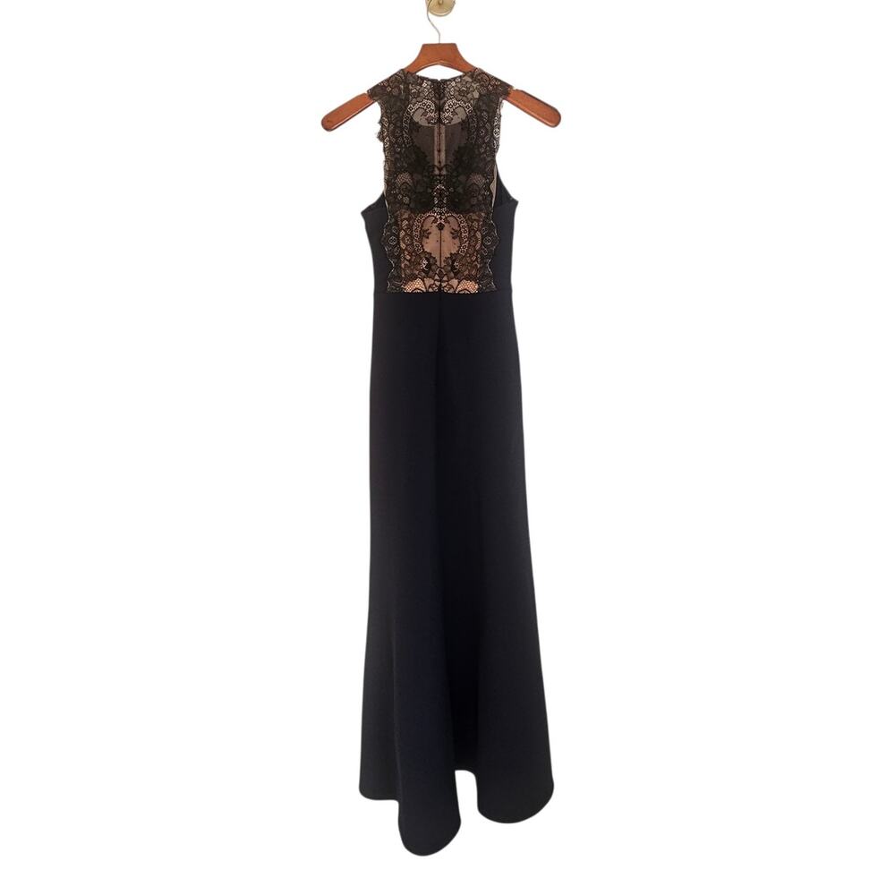 BCBG Max Azaria Navy Blue Veranna Cutout Lace-Back Elegant Gown Size 2 Tall - Picture 4 of 14